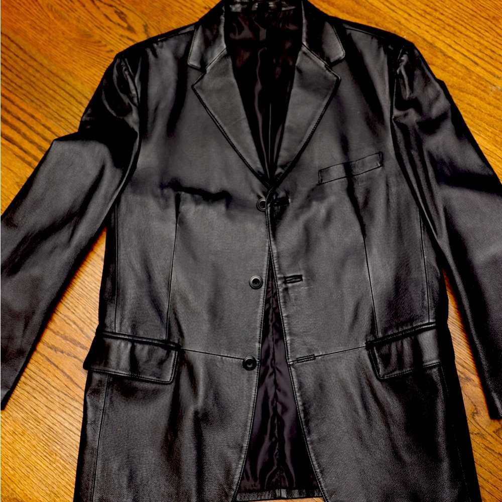 Stanfford genuine leather men’s suit jacket